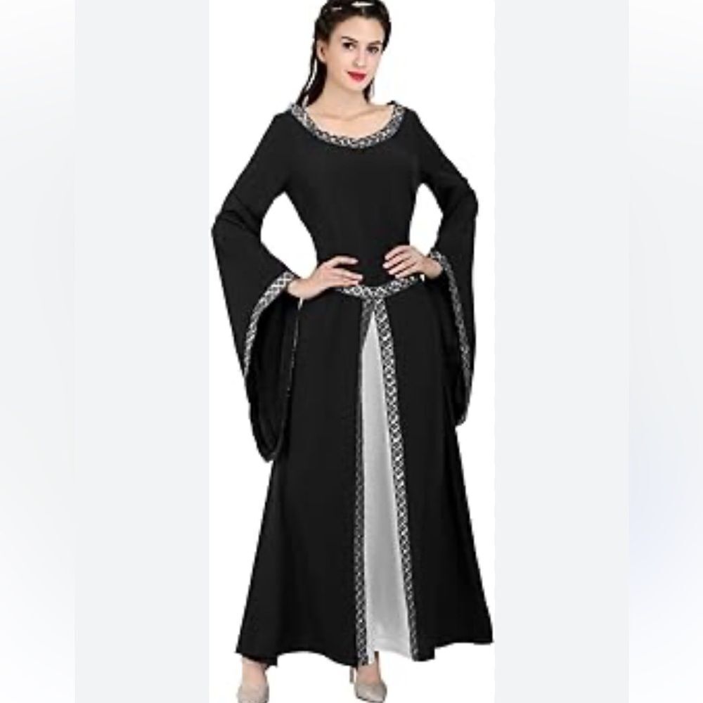 Medieval Floor Length Cosplay Renaissance Flare Sleeve V Neck Steampunk …